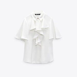 ZARA RUFFLED SATIN EFFECT BLOUSE